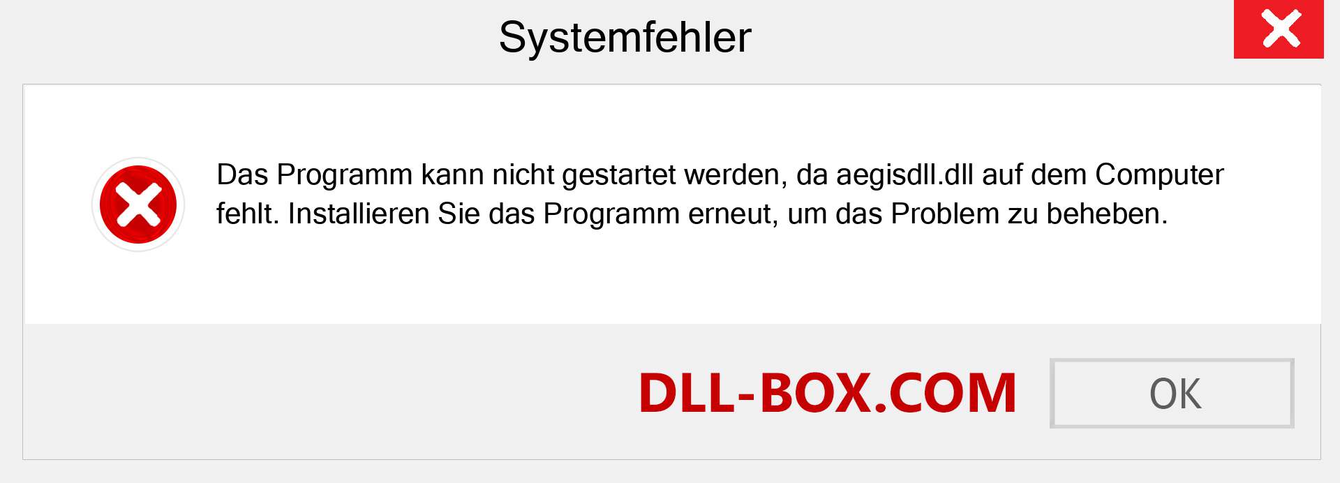 aegisdll.dll-Datei fehlt?. Download für Windows 7, 8, 10 - Fix aegisdll dll Missing Error unter Windows, Fotos, Bildern